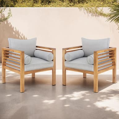 tectake 2-pack trädgårdsloungestolar Boka, laserad, 120 kg belastning - brun