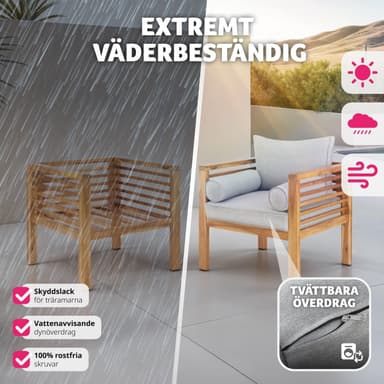 tectake 2-pack trädgårdsloungestolar Boka, laserad, 120 kg belastning - brun