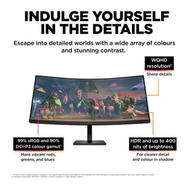 HP OMEN 34" WQHD bildskärm gaming (svart)
