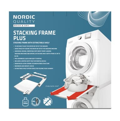 Nordic Quality Monteringsram med utdragbar hylla för tvätt/tork