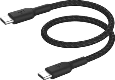 Belkin BoostCharge USB-C till USB-C flätad kabel 15 cm (svart)