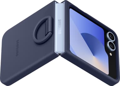 Samsung Galaxy Z Flip6 silikonfodral med ring (marinblått)