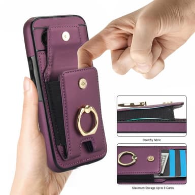 För Google Pixel 8a Kickstand Case Telefonfodral med Kortfack - Lila