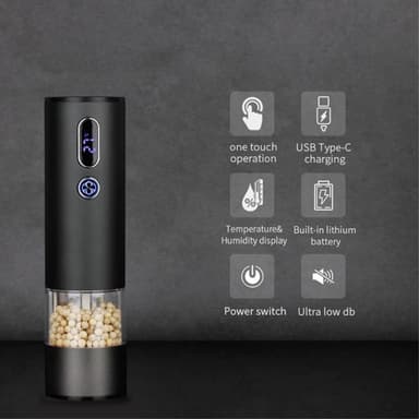 Salt Peppar Kryddor kvarn Batteridriven med LED-ljus