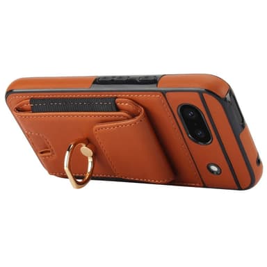 För Google Pixel 8a Kickstand Case Telefonfodral med Kortfack - Brun