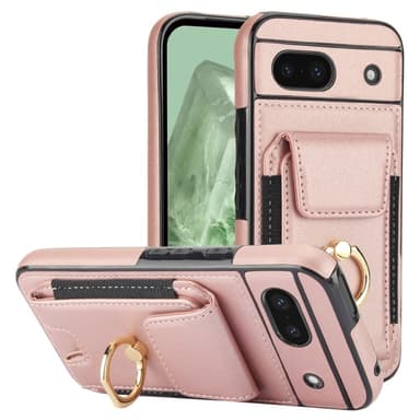 För Google Pixel 8a Kickstand Case Telefonfodral med Kortfack - Roséguld