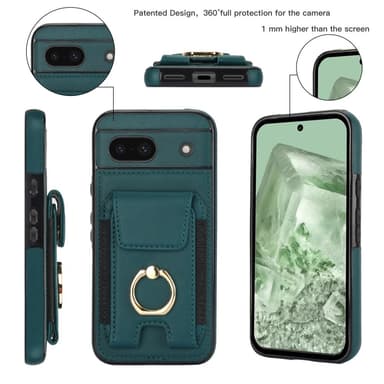 För Google Pixel 8a Kickstand Case Telefonfodral med Kortfack - Grön