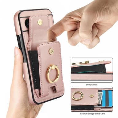 För Google Pixel 8a Kickstand Case Telefonfodral med Kortfack - Roséguld