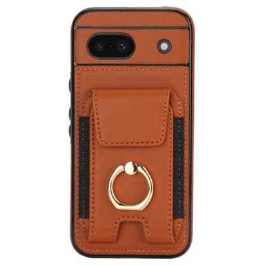 För Google Pixel 8a Kickstand Case Telefonfodral med Kortfack - Brun