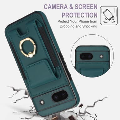 För Google Pixel 8a Kickstand Case Telefonfodral med Kortfack - Grön
