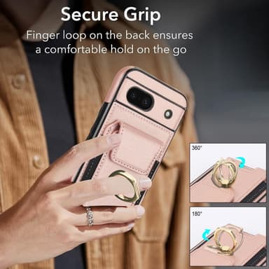 För Google Pixel 8a Kickstand Case Telefonfodral med Kortfack - Roséguld