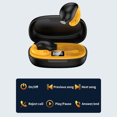 Delfin Ear Clip Hörlurar HiFi Bluetooth Earbuds - Svart+Gul
