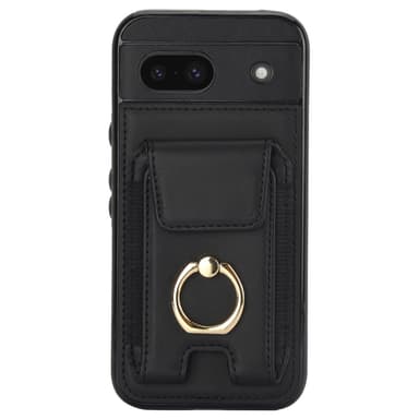 För Google Pixel 8a Kickstand Case Telefonfodral med Kortfack - Svart