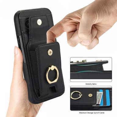 För Google Pixel 8a Kickstand Case Telefonfodral med Kortfack - Svart