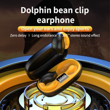 Delfin Ear Clip Hörlurar HiFi Bluetooth Earbuds - Svart+Gul
