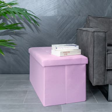 Hopfällbar Sittpall 76x38x38 cm Fotstöd (rosa)