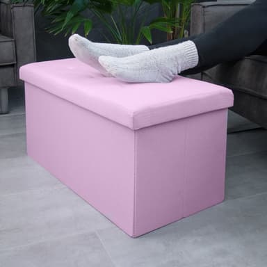 Hopfällbar Sittpall 76x38x38 cm Fotstöd (rosa)