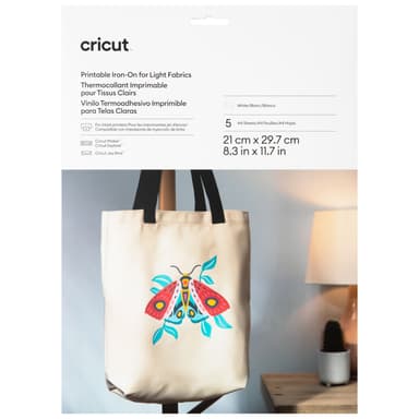 Cricut Printable Iron-On för ljust tyg A4-ark 5-pack (vit)