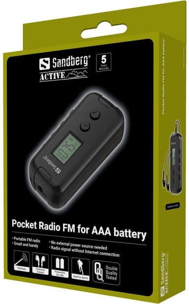 Sandberg pocket FM-radio (AAA-batteri)