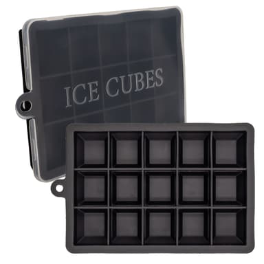 2x Isterningformar Iskubs låda Iskubbrickor Set (Svart)