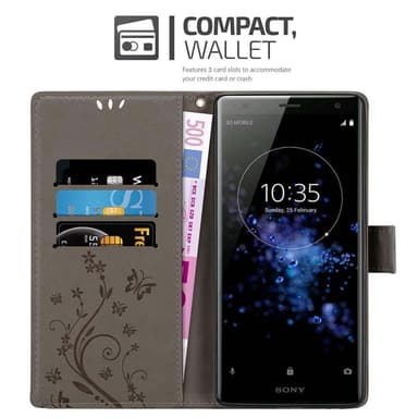 Sony Xperia XZ2 Plånboksfodral Skal (Grå)