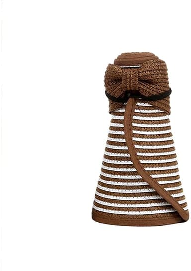 Solskärm stråhatt (one size) Brun/vit randig