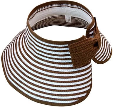 Solskärm stråhatt (one size) Brun/vit randig