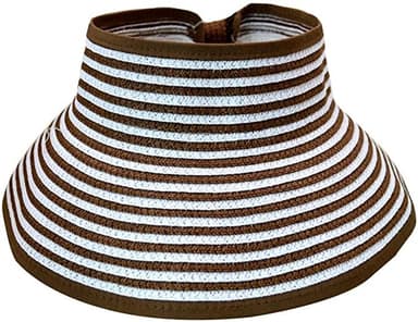 Solskärm stråhatt (one size) Brun/vit randig