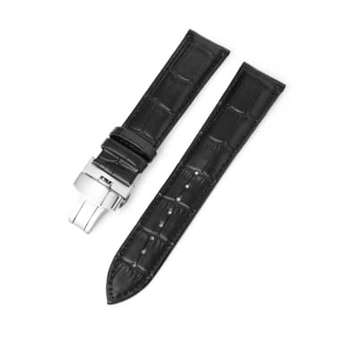 Läderarmband Klocka Straputterfly Spänne Band Stål Spänne Strap 20 mm