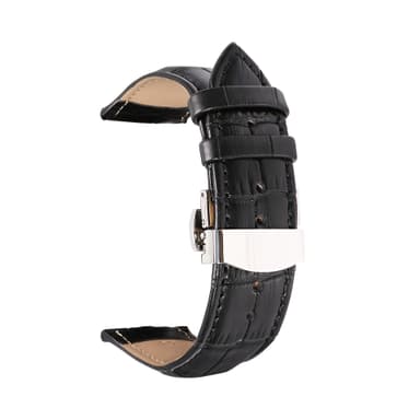 Läderarmband Klocka Straputterfly Spänne Band Stål Spänne Strap 20 mm