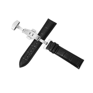 Läderarmband Klocka Straputterfly Spänne Band Stål Spänne Strap 20 mm