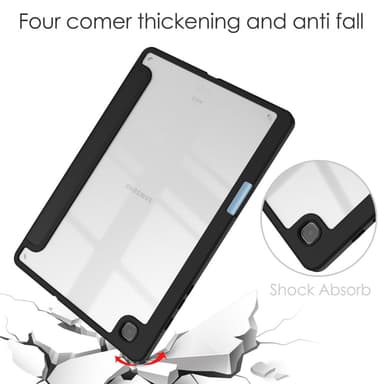 SKALO Samsung Tab S6 Lite Trifold Fodral med Transparent Baksida - Svart
