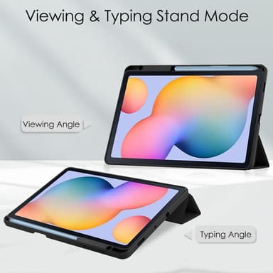 SKALO Samsung Tab S6 Lite Trifold Fodral med Transparent Baksida - Svart