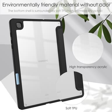 SKALO Samsung Tab S6 Lite Trifold Fodral med Transparent Baksida - Svart