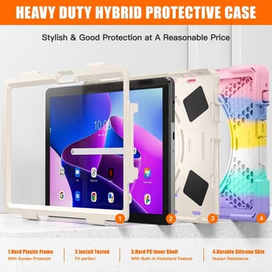 SKALO Lenovo Tab M10 (Gen 3) Extra Stöttåligt Armor Shockproof Skal - Rainbow