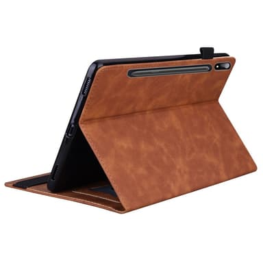 SKALO Samsung Tab S7/S8 PU-Läder Plånboksfodral med Penn Hållare - Brun