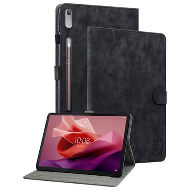 SKALO Lenovo Tab P12 Cute Tiger PU-Läder Fodral - Svart