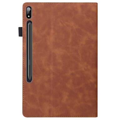 SKALO Samsung Tab S7/S8 PU-Läder Plånboksfodral med Penn Hållare - Brun