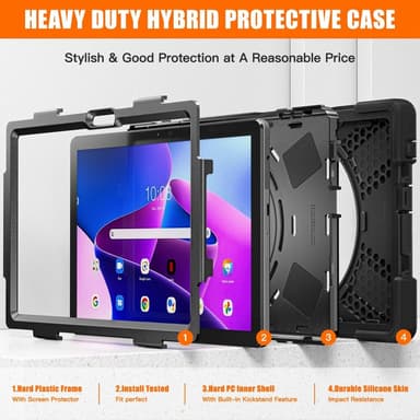 SKALO Lenovo Tab M10 (Gen 3) Extra Stöttåligt Armor Shockproof Skal - Svart