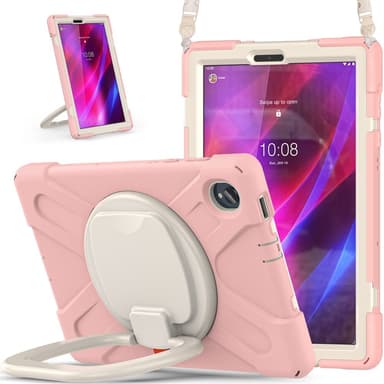 SKALO Lenovo Tab M10 FHD Plus 10.3"" Extra Stöttåligt Armor Ring Skal med Axelrem - Rosa