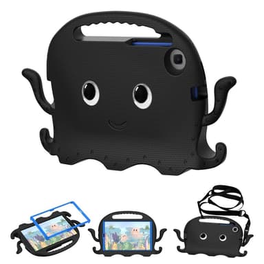 SKALO Samsung Tab A7 Lite 3D Cartoon Barnskal - Svart