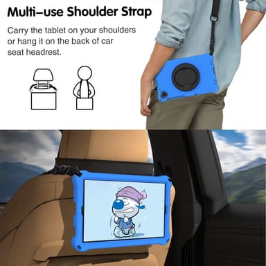 SKALO Lenovo Tab M10 FHD Plus 10.3"" Extra Stöttåligt Armor Spindelnät Skal med Axelrem - Blå