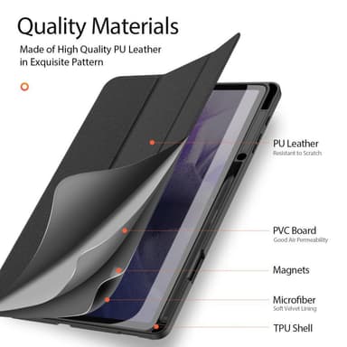 DUX DUCIS Samsung Tab S7+/S7 FE/S8+ DOMO Series Trifold Fodral - Svart