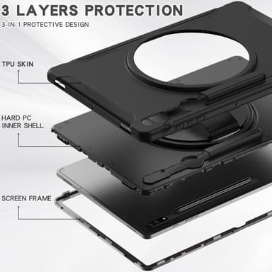 SKALO Samsung Tab S8 Ultra Extra Stöttåligt Armor Shockproof Skal - Svart