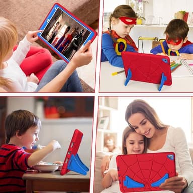SKALO iPad 10.2 Spindelnät Barnskal - Röd-Blå