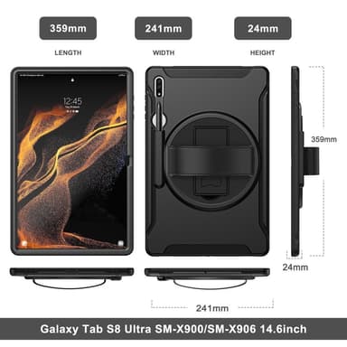 SKALO Samsung Tab S8 Ultra Extra Stöttåligt Armor Shockproof Skal - Svart