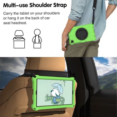 SKALO Lenovo Tab M10 FHD Plus 10.3"" Extra Stöttåligt Armor Spindelnät Skal med Axelrem - Grön