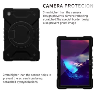 SKALO Samsung Tab A8 10.5 (2021/2022) Extra Stöttåligt Armor Ring Skal med Axelrem - Svart