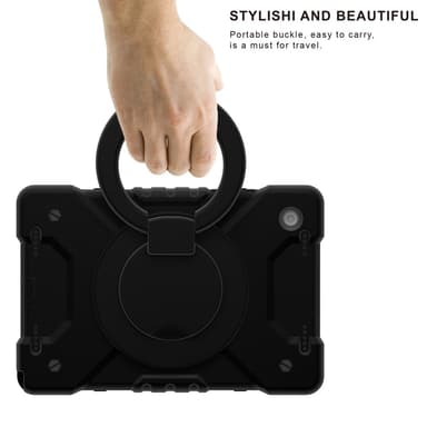 SKALO Samsung Tab A8 10.5 (2021/2022) Extra Stöttåligt Armor Ring Skal med Axelrem - Svart