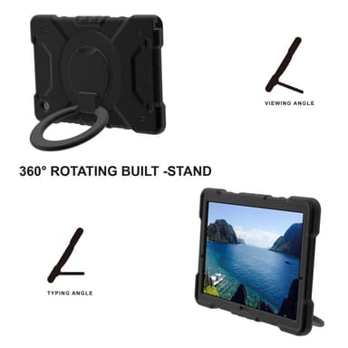 SKALO Samsung Tab A8 10.5 (2021/2022) Extra Stöttåligt Armor Ring Skal med Axelrem - Svart